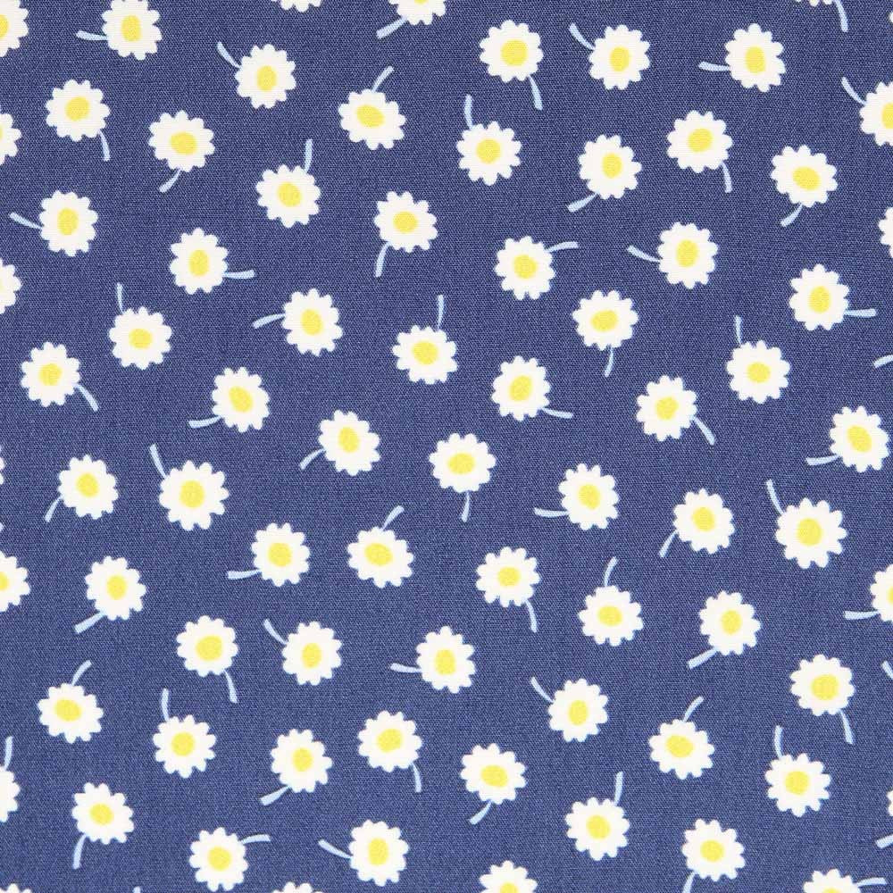 Satin Polyester Mat Marguerites Bleu - Ribes y Casals