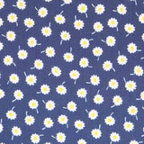 Satin Polyester Mat Marguerites Bleu - Ribes y Casals