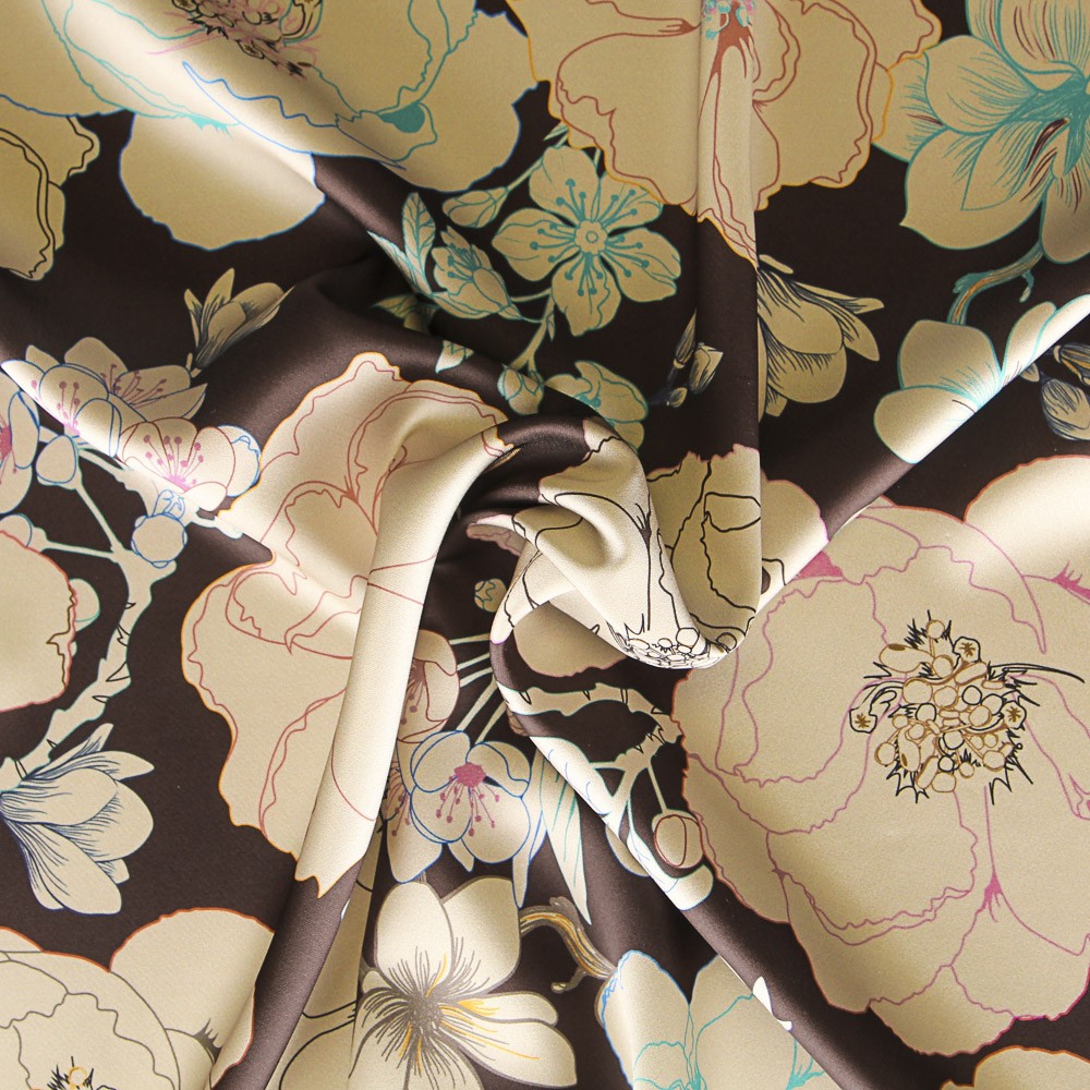 Satin Mode Fleur Retro Chocolat - Ribes y Casals