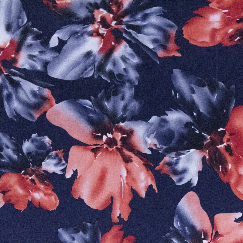 Satin Polyester Fleur Corail Marine - Ribes y Casals