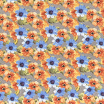 Satin Polyester Fleur Peinte Gris - Ribes y Casals