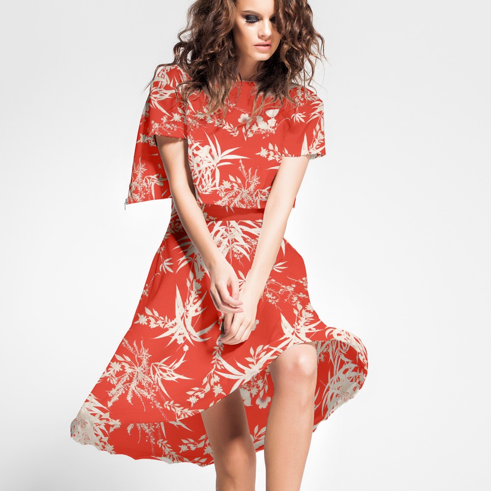 Satin Polyester Forêt Rouge - Ribes y Casals