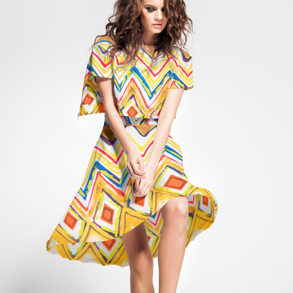 Satin De Soie Italienne Jaune Ethnique - Ribes y Casals