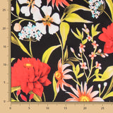 Satin De Soie Italienne Floral Noir - Ribes y Casals