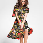 Satin De Soie Italienne Floral Noir - Ribes y Casals