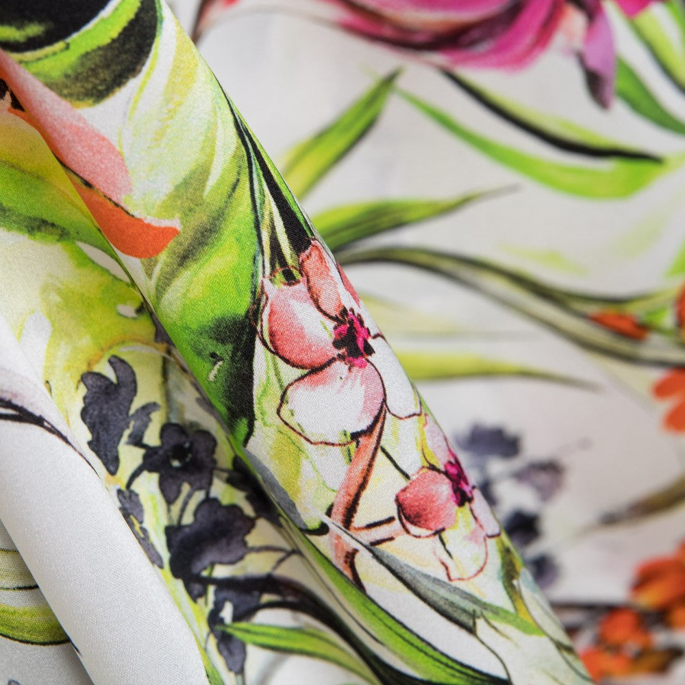 Satin De Soie Italienne Fleur Sauvage - Ribes y Casals