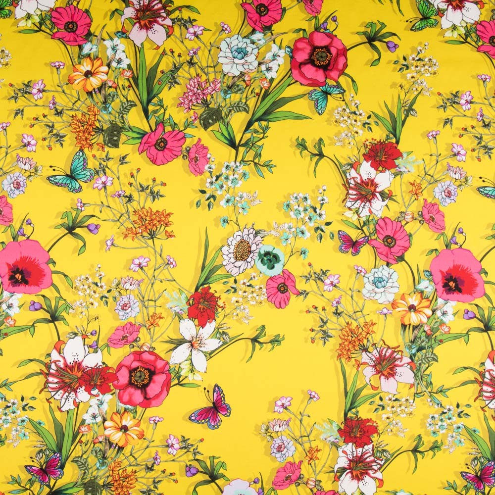 Satin De Soie Italienne Jaune Tropical - Ribes y Casals