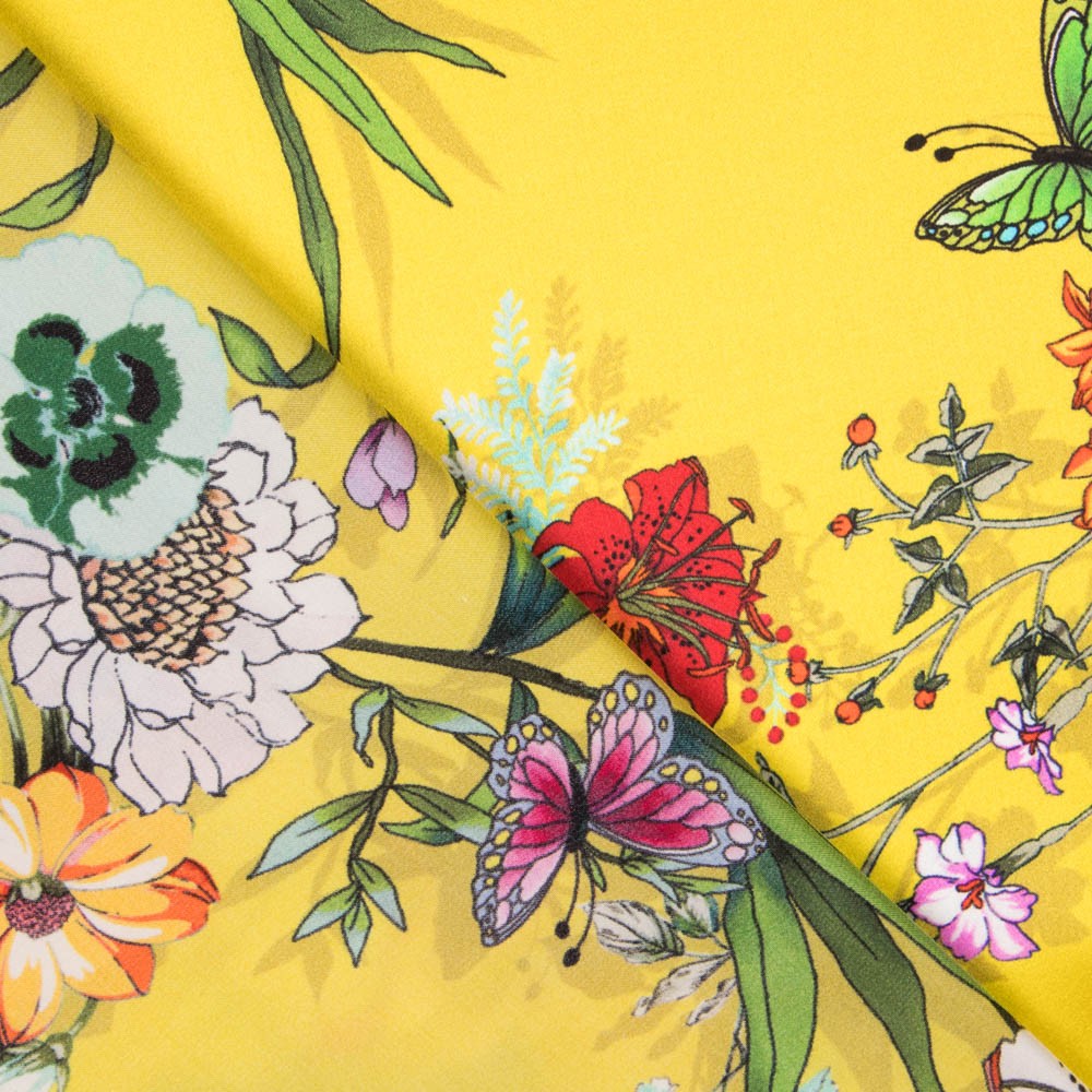 Satin De Soie Italienne Jaune Tropical - Ribes y Casals