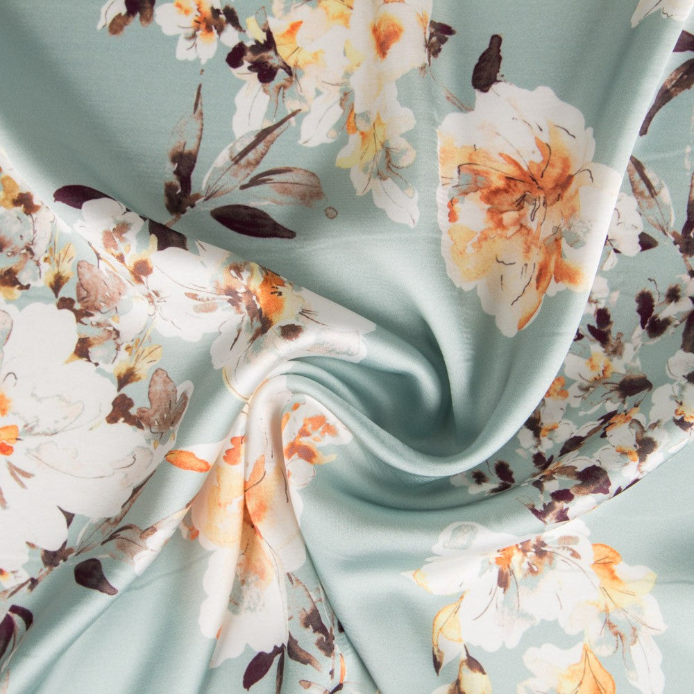 Satin Fleur Vert Deau - Ribes y Casals