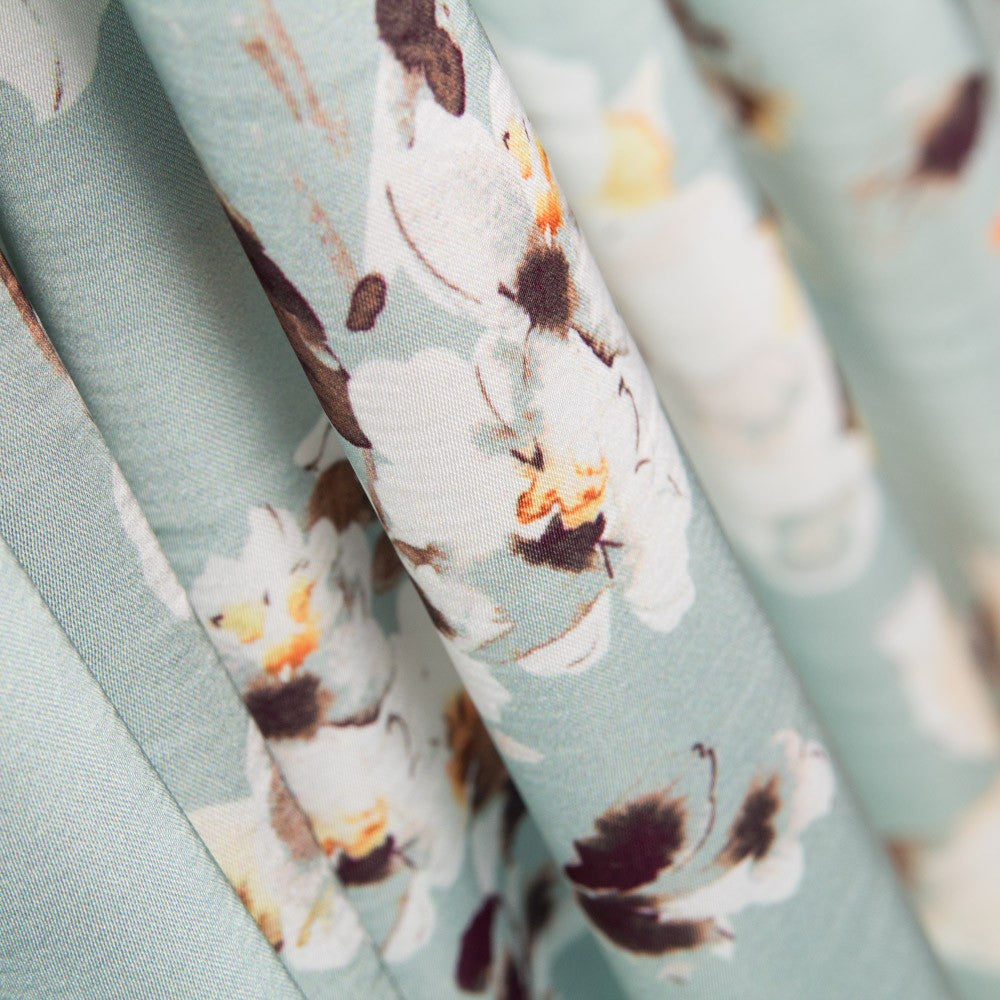 Satin Fleur Vert Deau - Ribes y Casals