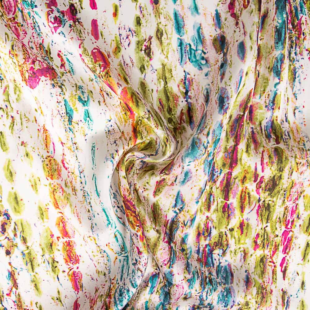 Satén Estampado Bayadera Verde - Ribes y Casals
