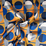 Satén Estampado Geométrico Azul - Ribes y Casals