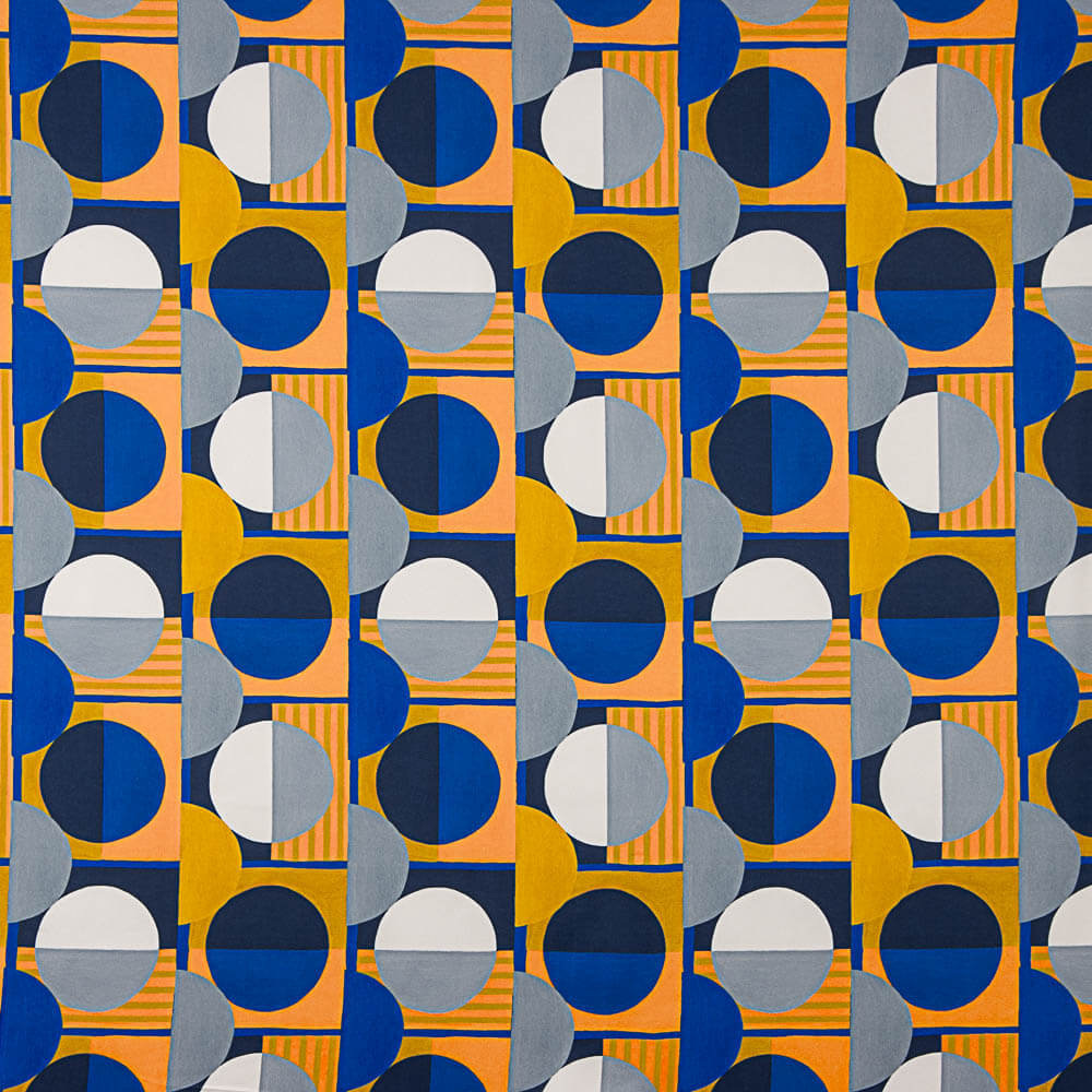 Retal Satén Estampado Geométrico Azul 100x140 cm - Ribes y Casals