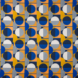 Retal Satén Estampado Geométrico Azul 100x140 cm - Ribes y Casals