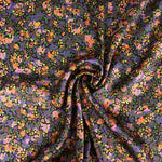 Tissu Satin Polyester Multifleurs Orange - Ribes y Casals