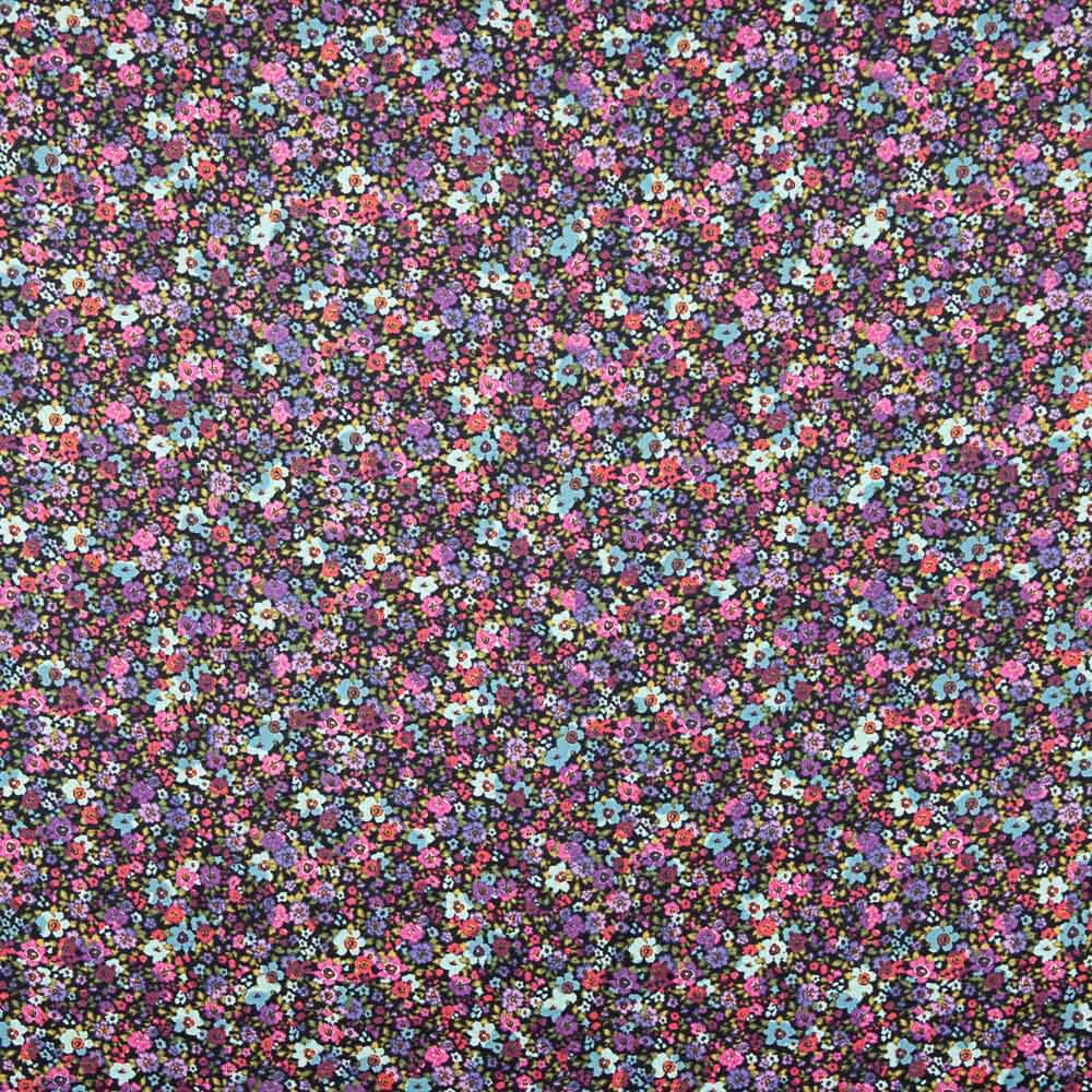 Tissu Satin Polyester Multifleurs Rouge - Ribes y Casals