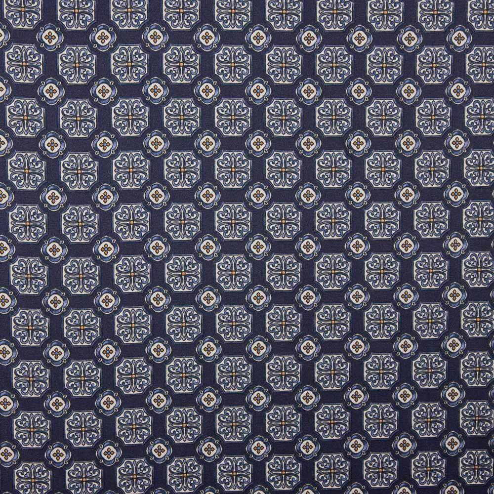 Tissu Satin Polyester Géométrique Bleu Marine - Ribes y Casals