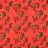 Satin Jacquard Léopard Rouge - Ribes y Casals