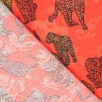 Satin Jacquard Léopard Rouge - Ribes y Casals