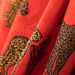 Satin Jacquard Léopard Rouge - Ribes y Casals