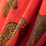 Satin Jacquard Léopard Rouge - Ribes y Casals