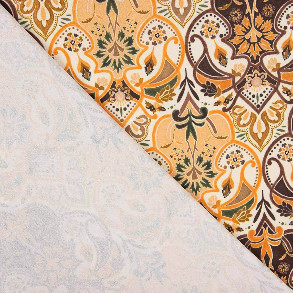 Tissu de satin de polyester imprimé en orange nîmois - Ribes y Casals