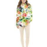 Tissu Satin Soie Sauvage Fleur Tropicale Blanc - Ribes y Casals