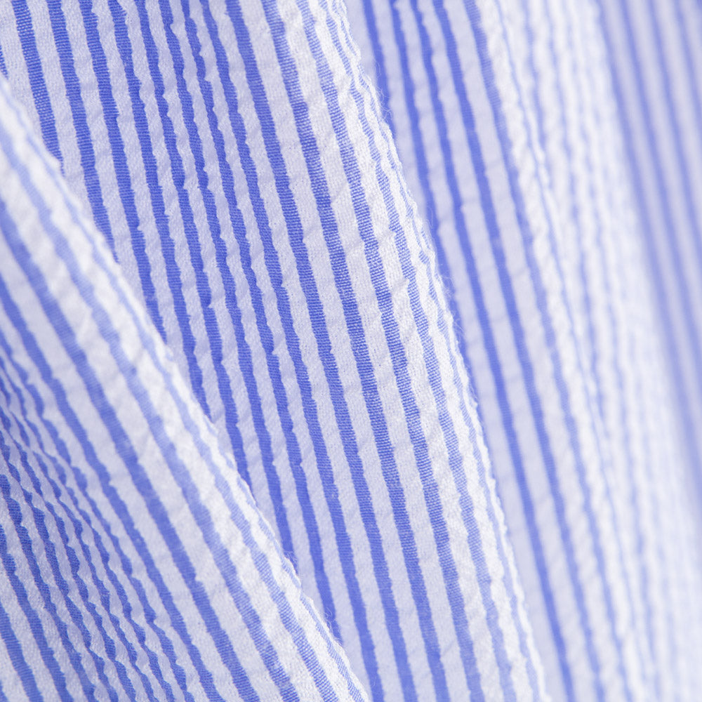 Tissu Seersucker Rayé Bleu - Ribes y Casals