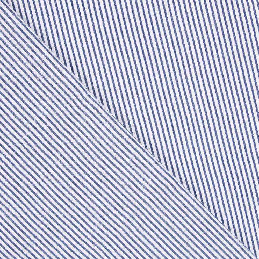 Tissu Seersucker Rayé Bleu Marine - Ribes y Casals