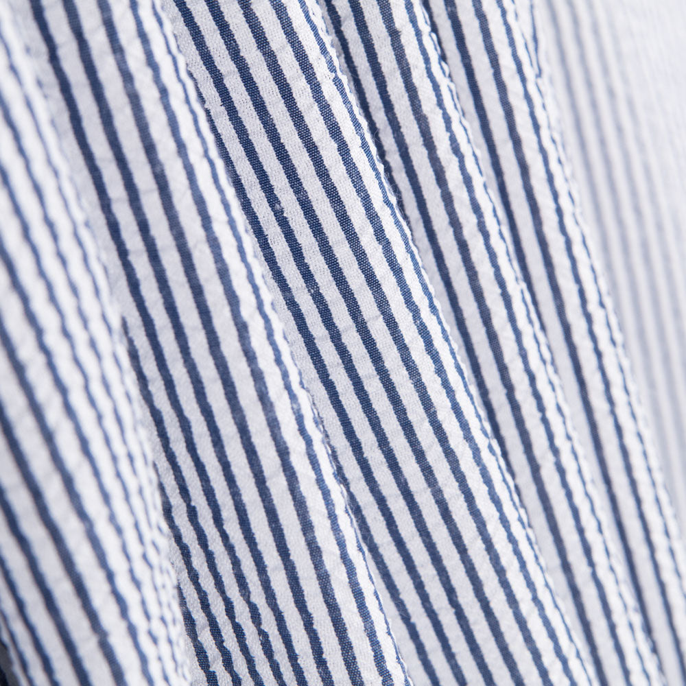 Tissu Seersucker Rayé Bleu Marine - Ribes y Casals