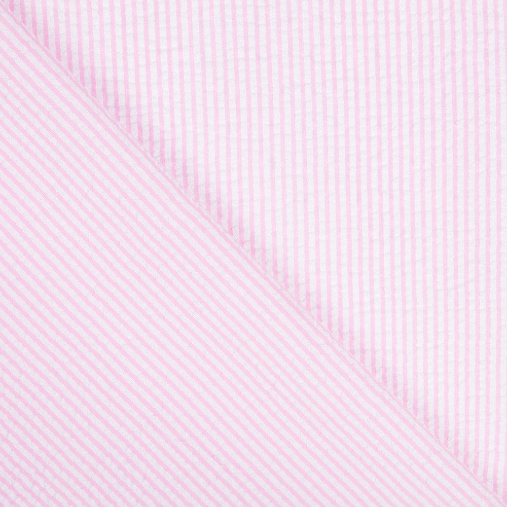 Tissu Seersucker Rayé Rose - Ribes y Casals