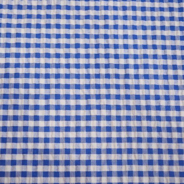 Seersuker Carreaux Bleu Soutenu - Ribes y Casals