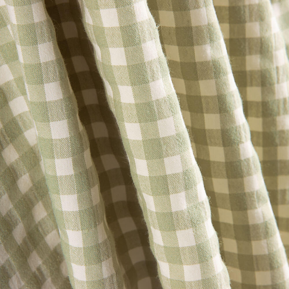 Coton Seersucker Carreaux Vert Anis - Ribes y Casals