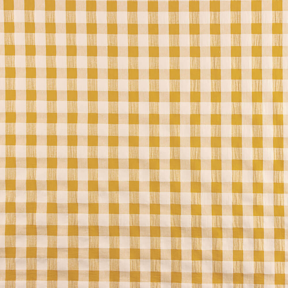 Coton Seersucker Maxi Carreaux Ocre - Ribes y Casals