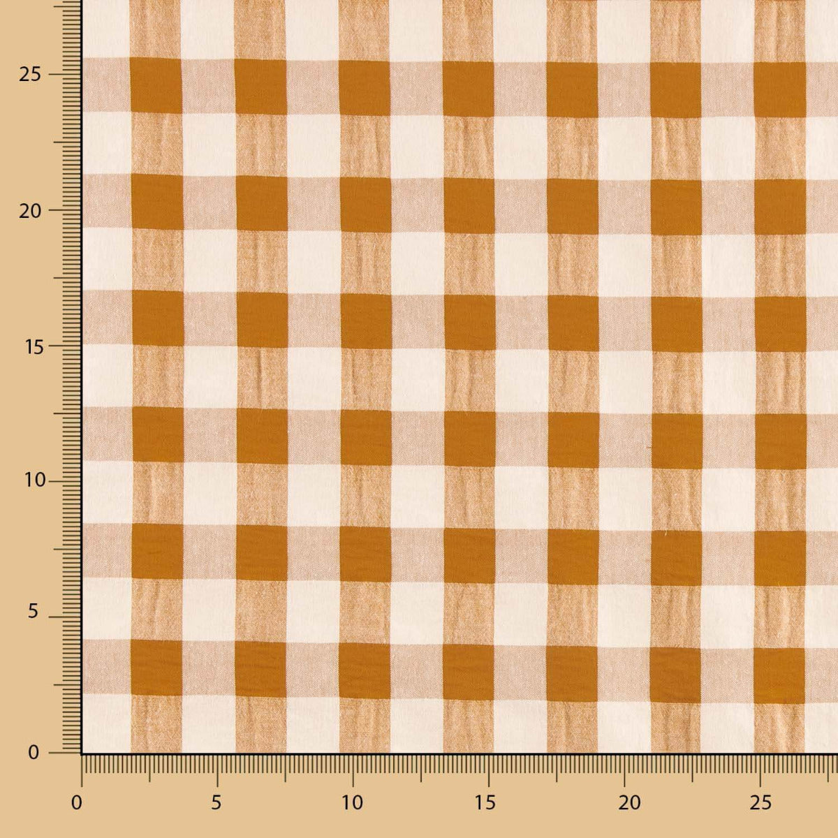 Coton Seersucker Carreaux Maxi Terracotta - Ribes y Casals