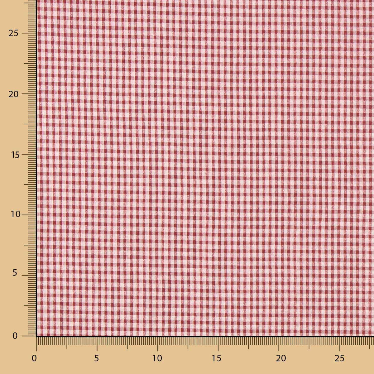 Coton seersucker à petits carreaux bordeaux - Ribes y Casals