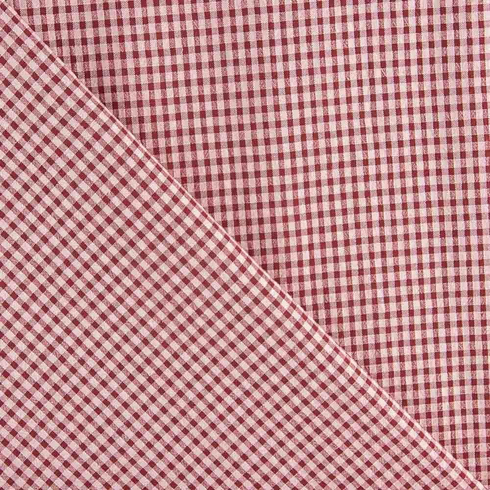 Coton seersucker à petits carreaux bordeaux - Ribes y Casals