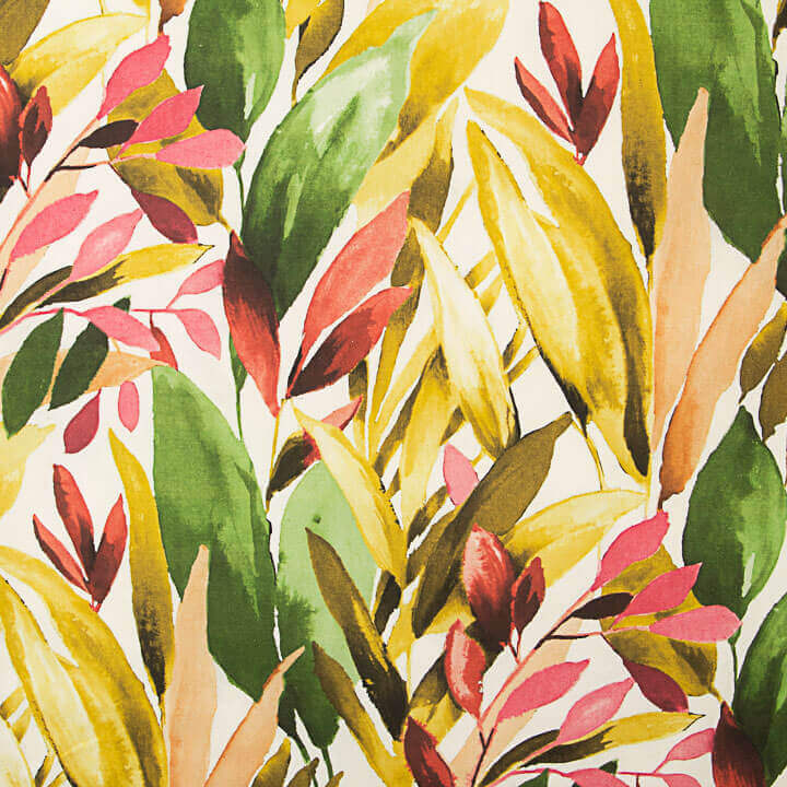 Toile de coton imprimée « Jungle » aquarelle verte et moutarde - Ribes y Casals