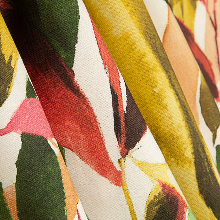 Toile de coton imprimée « Jungle » aquarelle verte et moutarde - Ribes y Casals