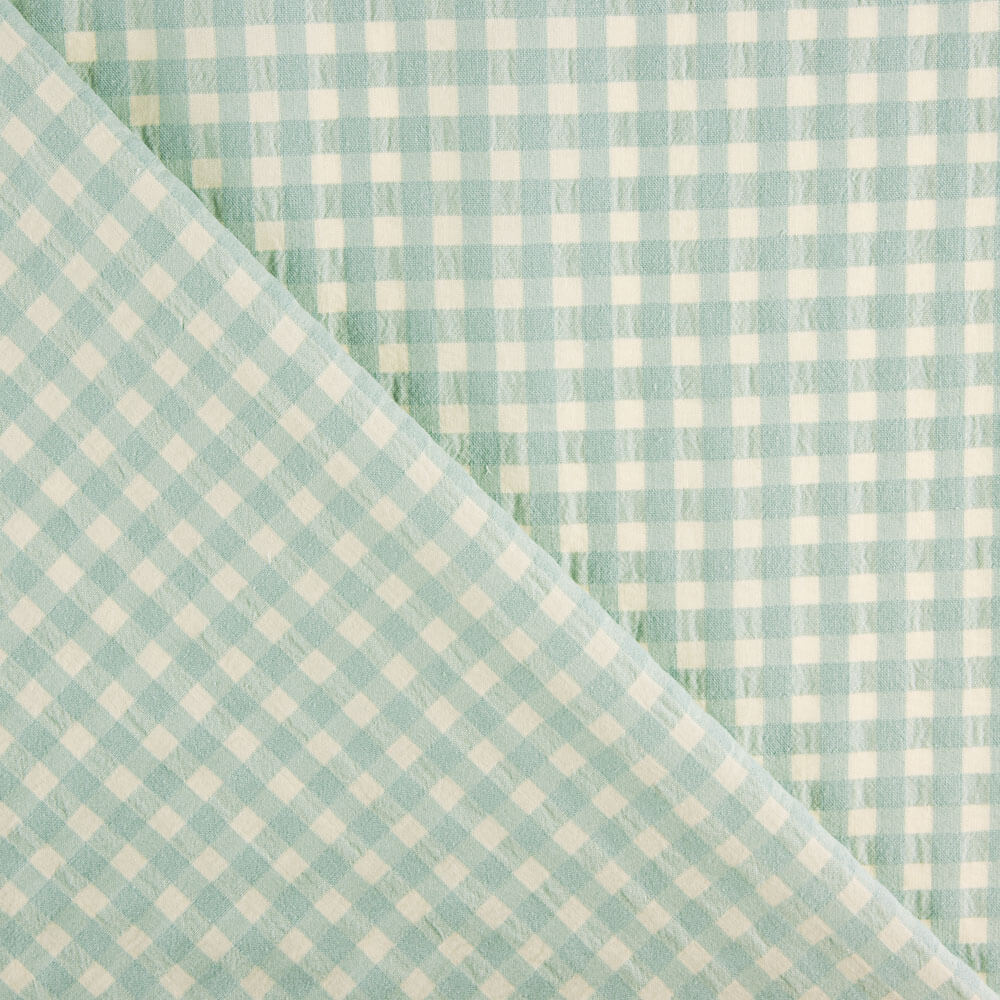 Seersucker de coton à carreaux verts - Ribes y Casals
