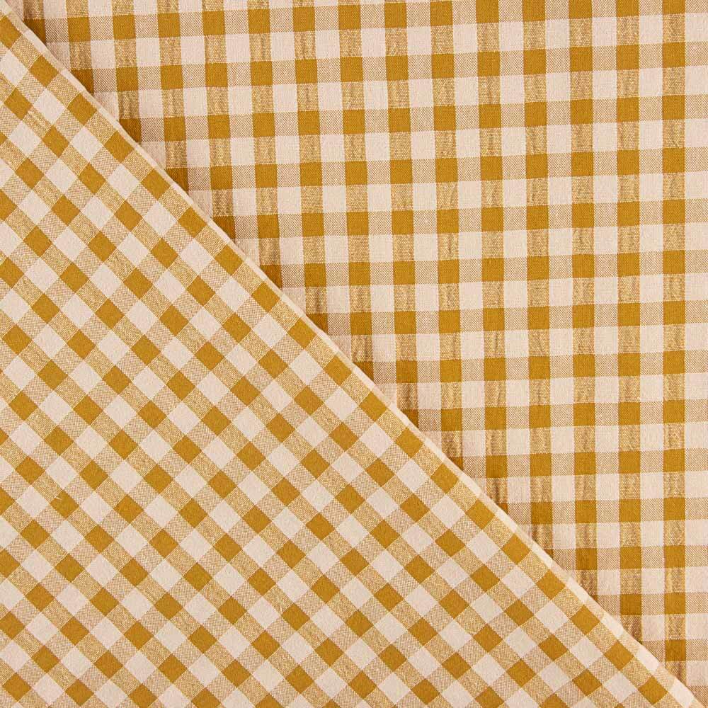 Coton Seersucker à carreaux ocre - Ribes y Casals