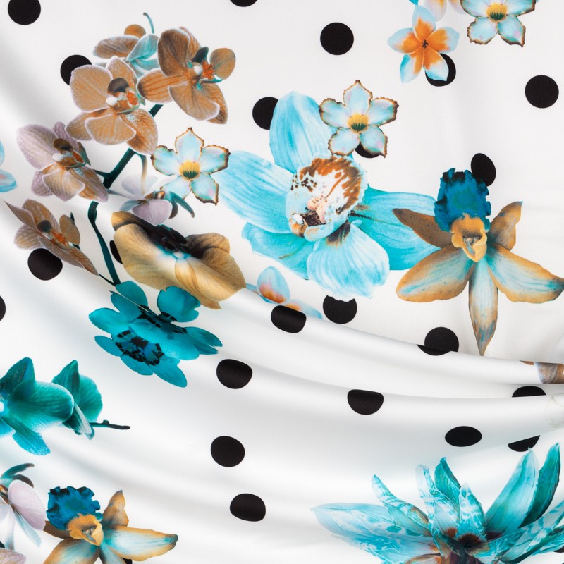 Stretch Floral Pois Turquoise - Ribes y Casals