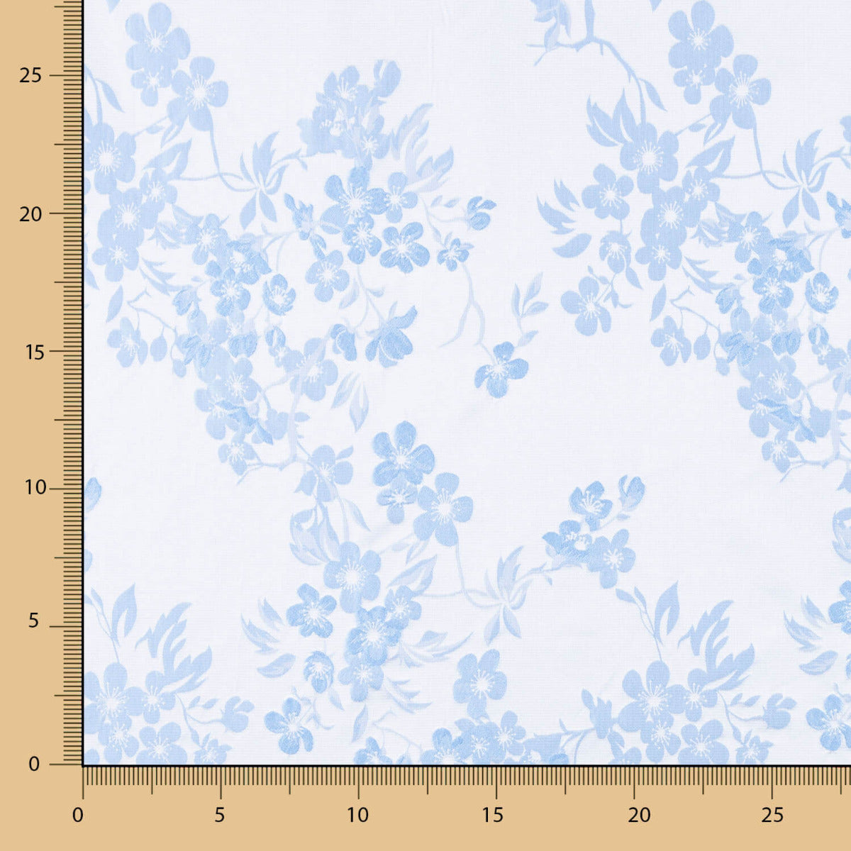 Taffetas Jacquard Fleurs Bleu - Ribes y Casals