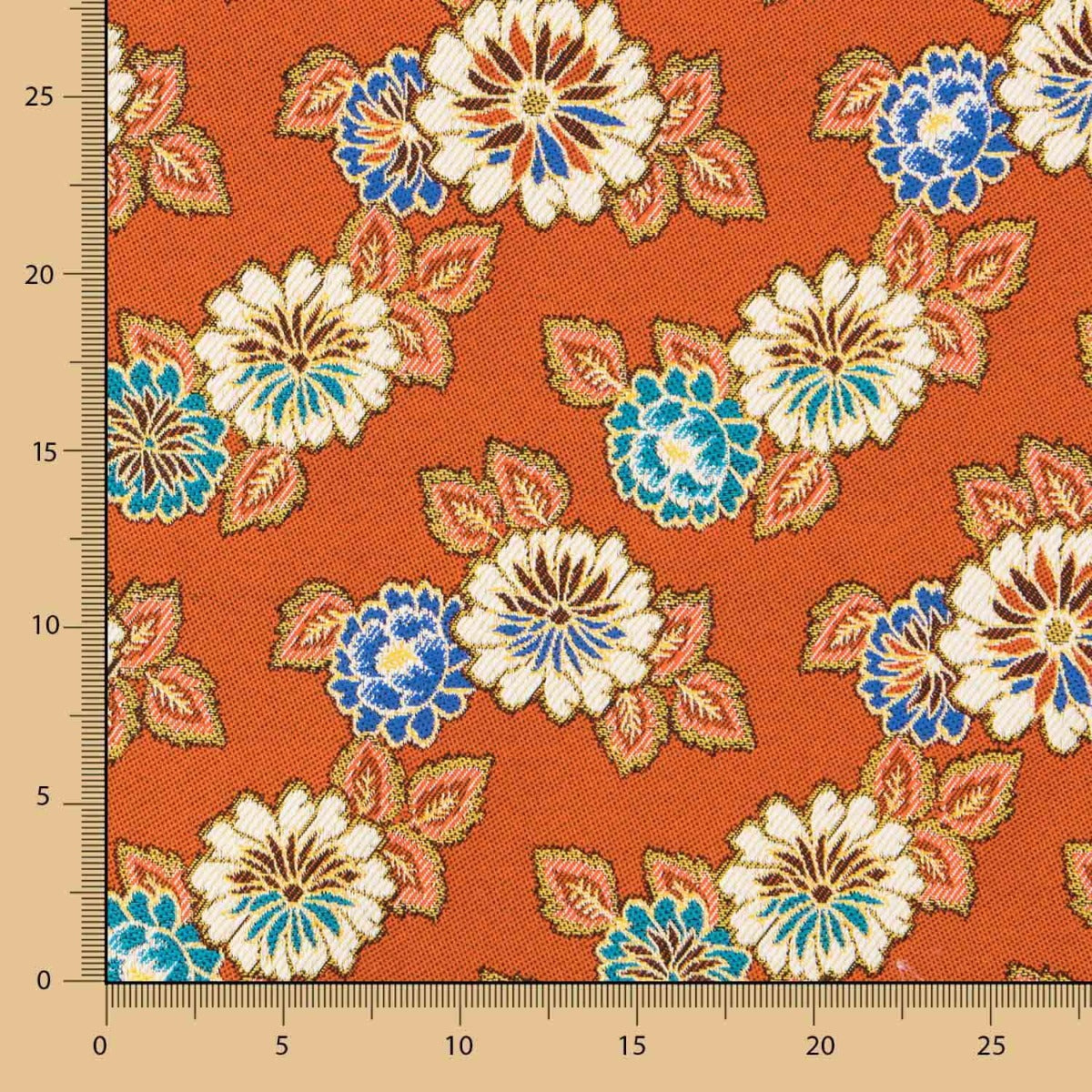 Tapisserie Ameublement Jacquard Floral Orange - Ribes y Casals