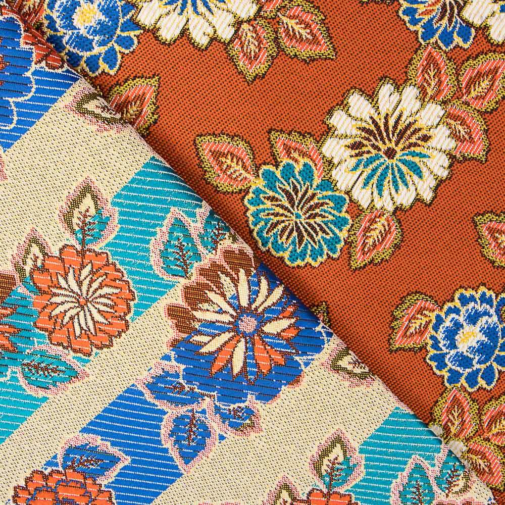 Tapisserie Ameublement Jacquard Floral Orange - Ribes y Casals