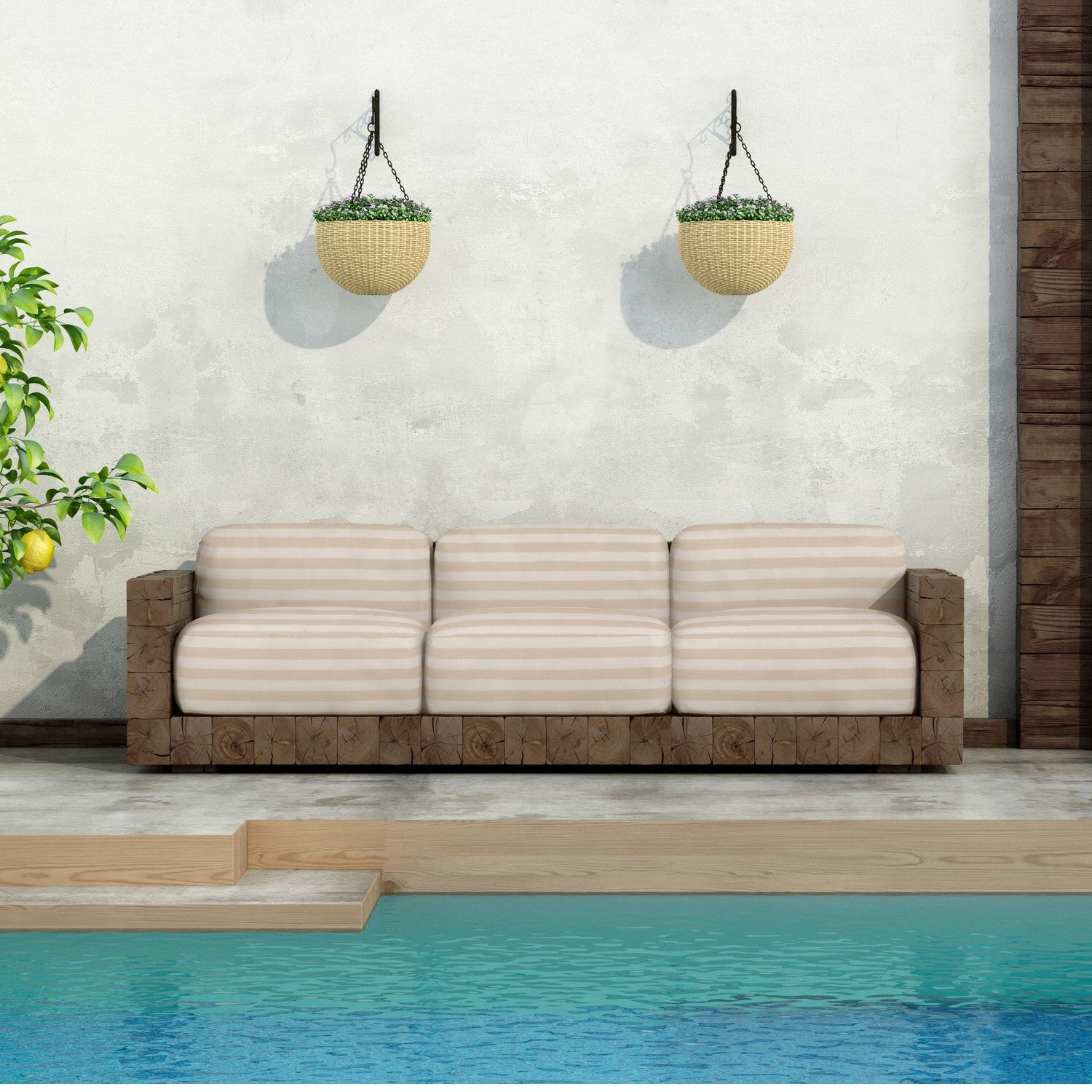 Tissu Extérieur Rayé Beige - Ribes y Casals