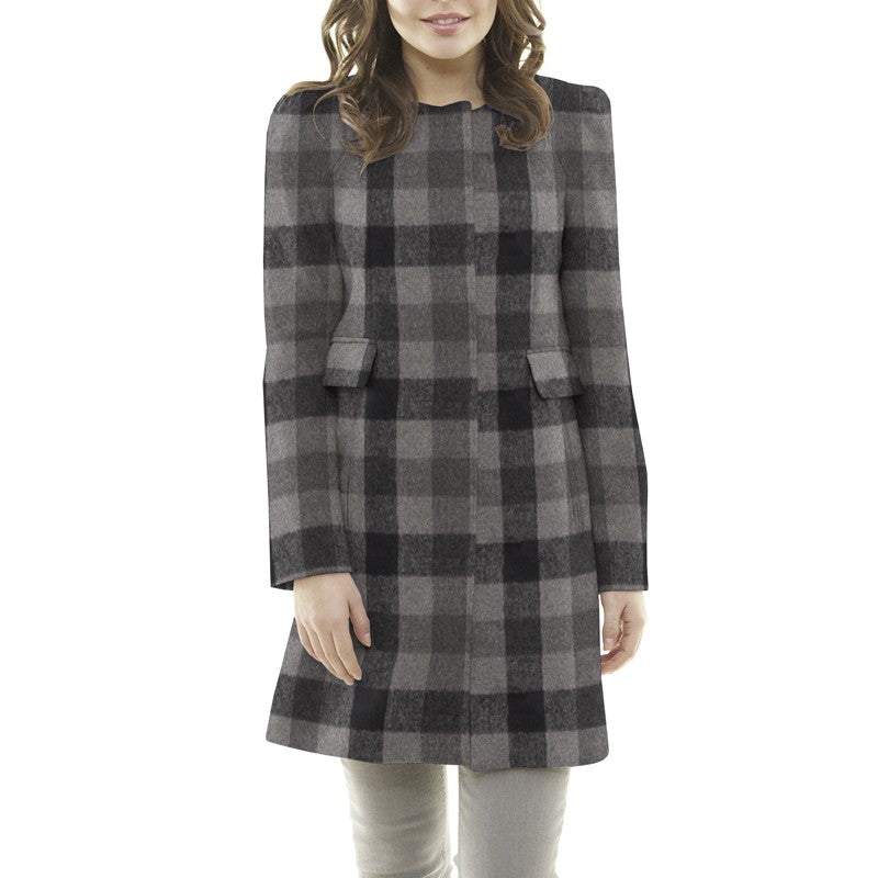 Tissu Manteau Flanelle Carreaux Gris - Ribes y Casals