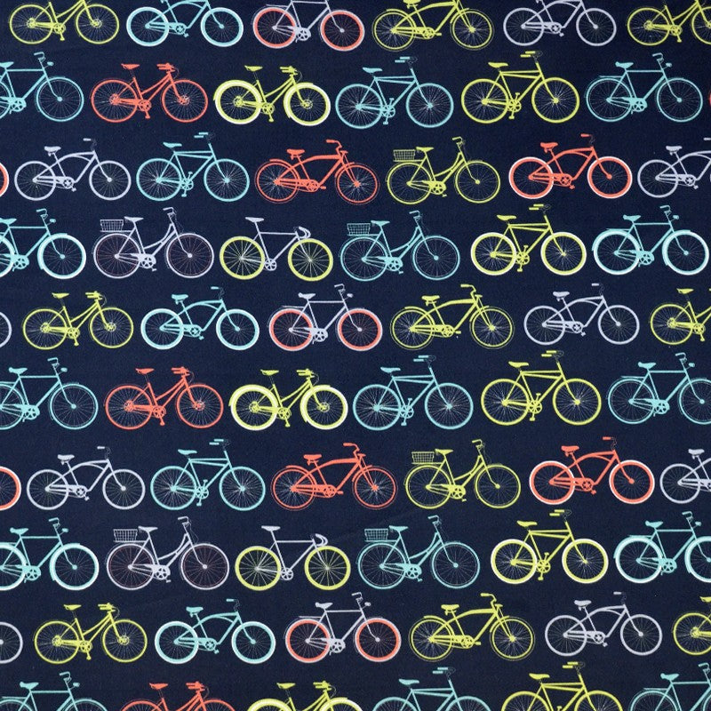 Tissu Coton Vélos Bleu Marine - Ribes y Casals