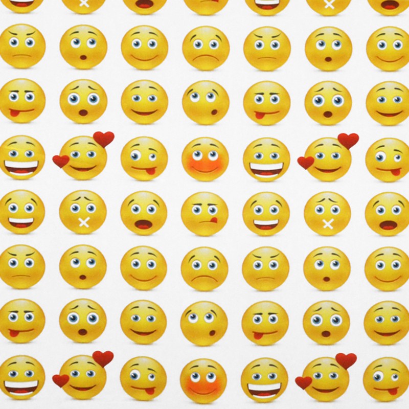Tissu Coton Emoticons Blanc - Ribes y Casals
