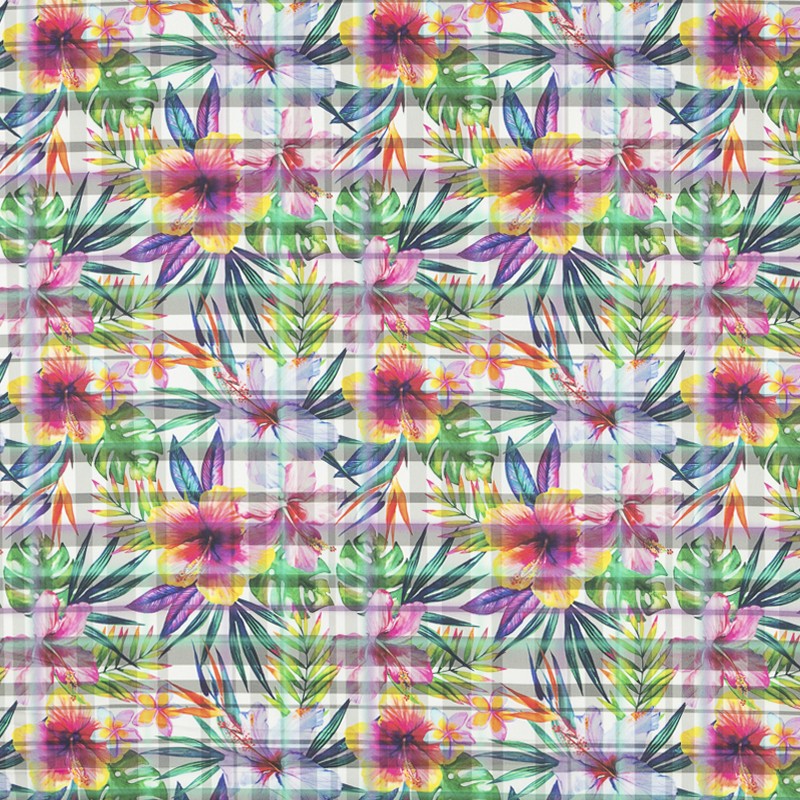 Tissu Coton Fond Tropical Multicolor - Ribes y Casals